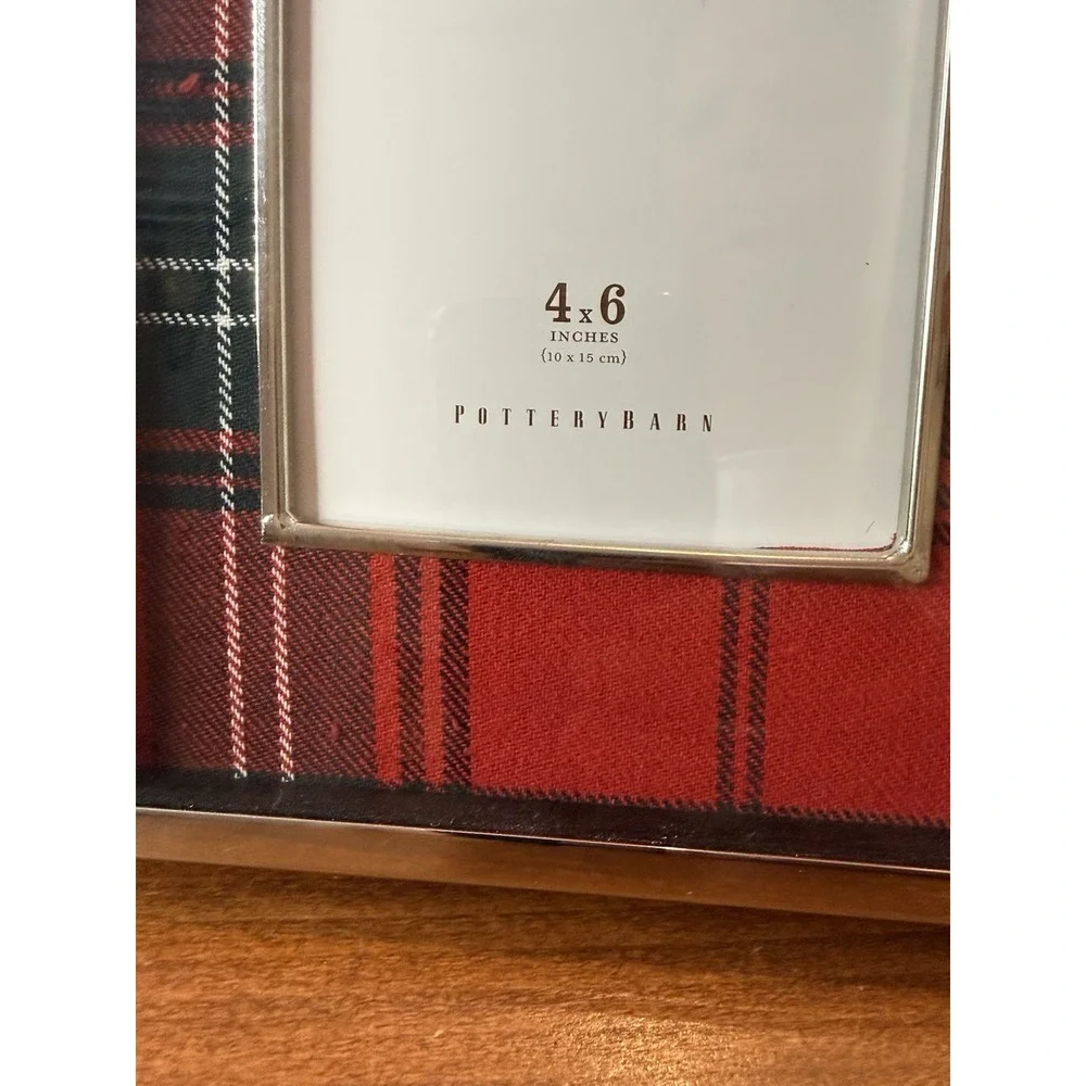 Pottery Barn Stewart Plaid 4x6 Picture Frame Nickel Silver Christmas Retired